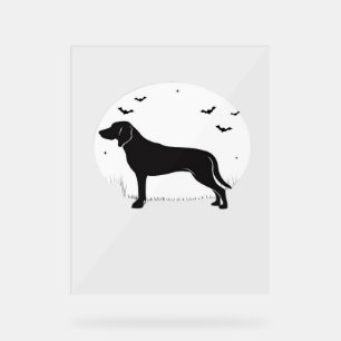 American Foxhound Dog – Halloween Moon Silhouette  Acrylic Sign