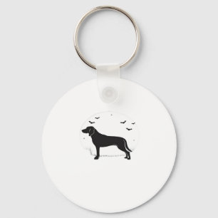 American Foxhound Dog � Halloween Moon Silhouette  Key Ring
