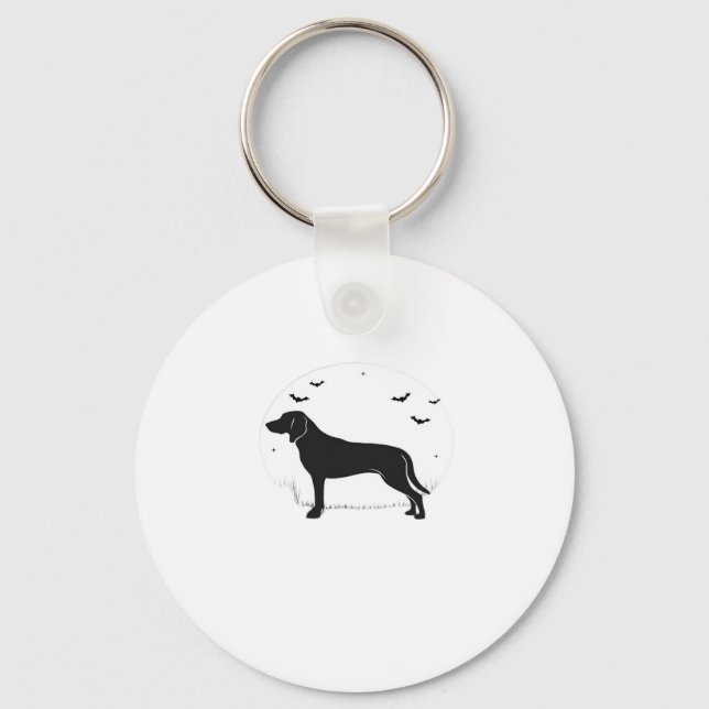 American Foxhound Dog � Halloween Moon Silhouette  Key Ring (Front)