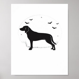 American Foxhound Dog – Halloween Moon Silhouette Poster