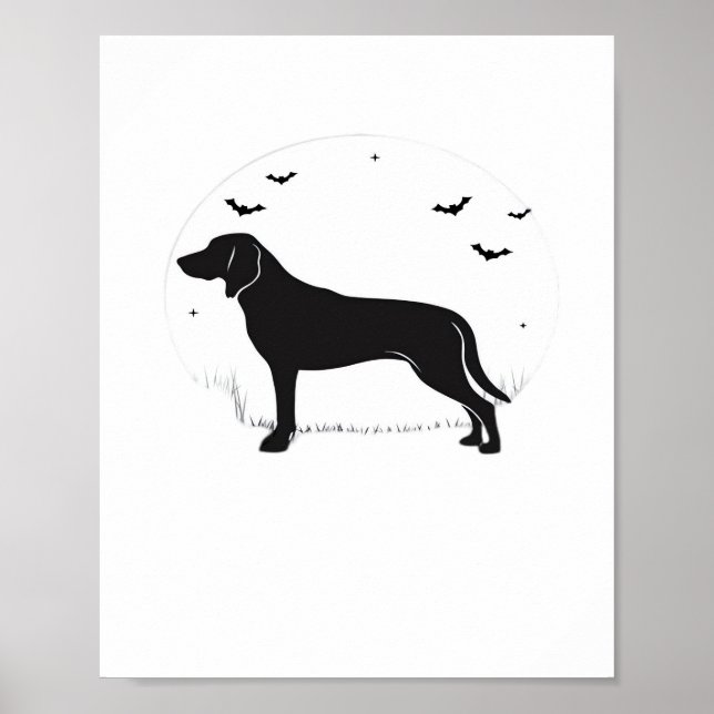 American Foxhound Dog – Halloween Moon Silhouette  Poster (Front)