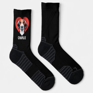 American Foxhound Dog Owner Custom Text Name Socks
