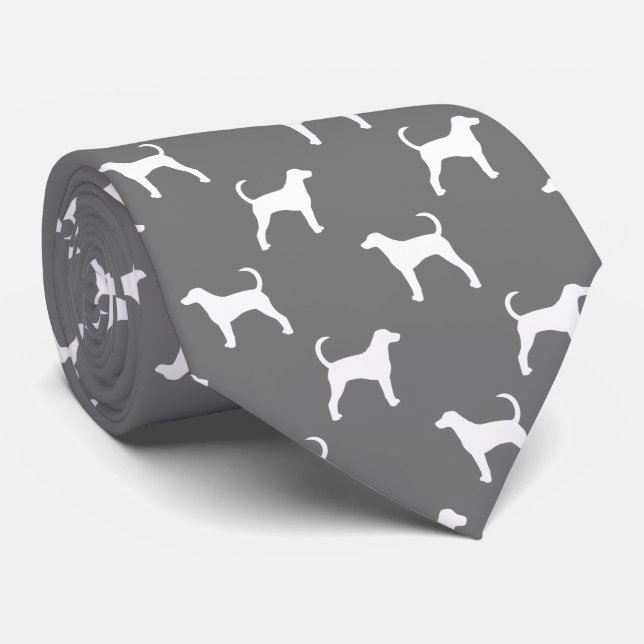 American Foxhound Dog Silhouettes Pattern Grey Tie (Rolled)
