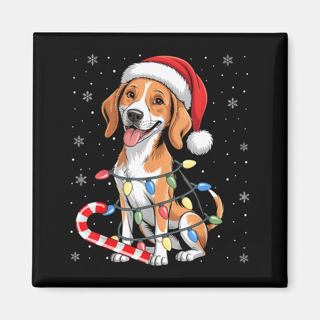 American Foxhound Dog Ugly Christmas Candy Cane Tr Magnet (Front)