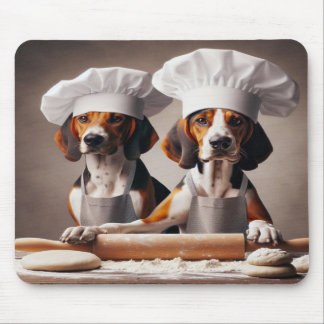 American Foxhound Duo Baking Dough Brown Mouse Pad