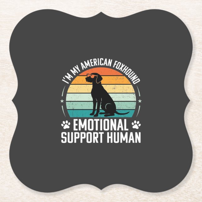 American Foxhound Emotional Support Human Dog Paper Coaster (Front)