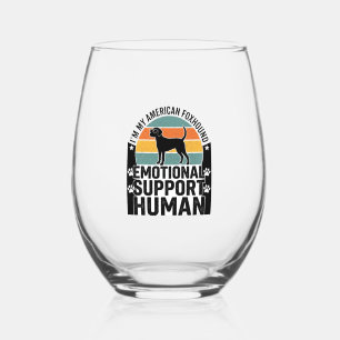 American Foxhound Emotional Support Human Shirt De Stemless Wine Glass