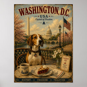 American Foxhound in Washington Vintage Travel Art Poster