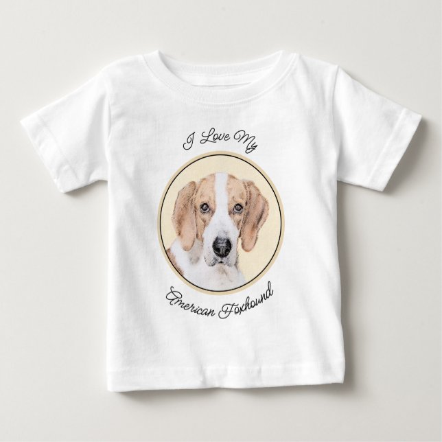 American Foxhound Painting - Cute Original Dog Art Baby T-Shirt (Front)