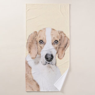 American Foxhound Painting - Cute Original Dog Art Bath Towel Set