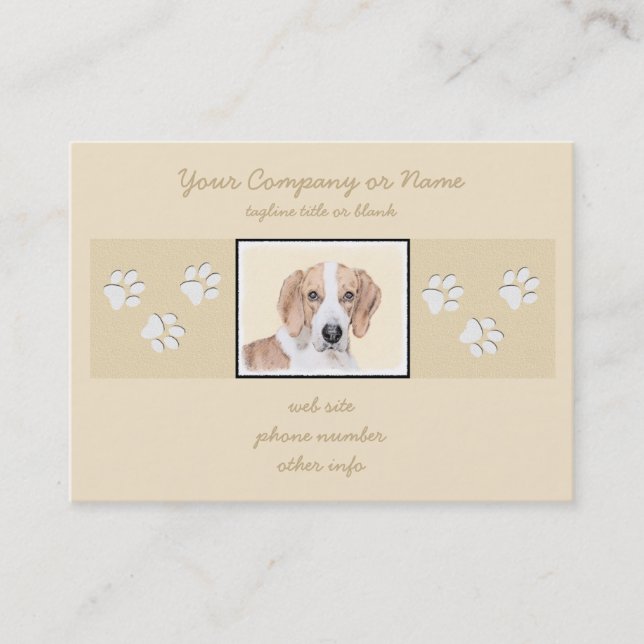 American Foxhound Painting - Cute Original Dog Art Business Card (Front)
