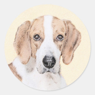 American Foxhound Painting - Cute Original Dog Art Classic Round Sticker