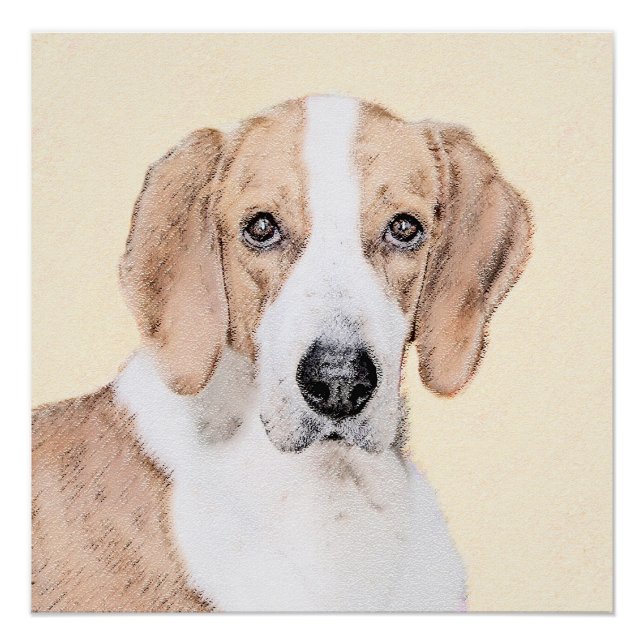 American Foxhound Painting - Cute Original Dog Art Poster (Front)