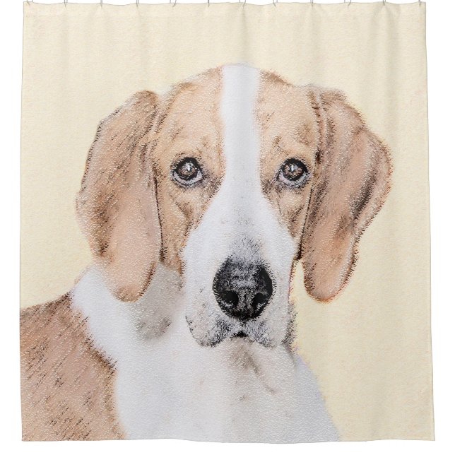 American Foxhound Painting - Cute Original Dog Art Shower Curtain (Front)