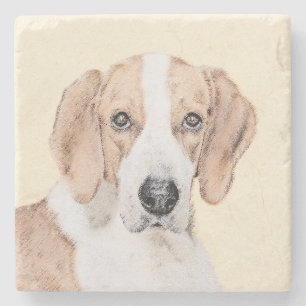 American Foxhound Painting - Cute Original Dog Art Stone Coaster