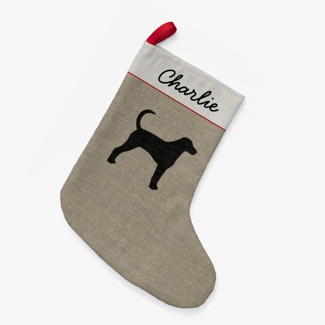 American Foxhound Silhouette Dog Holiday Custom Small Christmas Stocking (Front (Hanging))