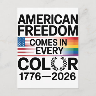 American Freedom Comes in Every Color LGBTQ Holiday Postcard