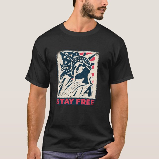 American Freedom Glory Flag Flying USA America Ind T-Shirt (Front)
