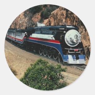 American Freedom Train 4449 at Cape Horn, Californ Classic Round Sticker