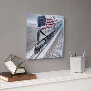 American Freedom Train Square Wall Clock