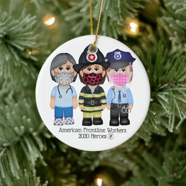 American Frontline Fighters Women 2 Ceramic Ornament (Tree)