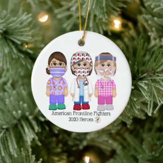 American Frontline Fighters Women Ceramic Ornament
