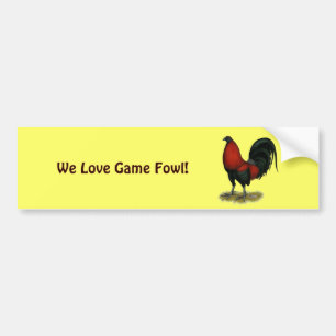 American Game BB Black Red Rooster Bumper Sticker