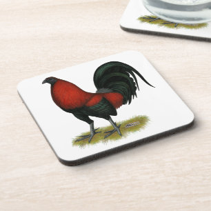 American Game BB Black Red Rooster Coaster
