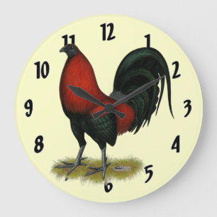 American Game BB Black Red Rooster Large Clock