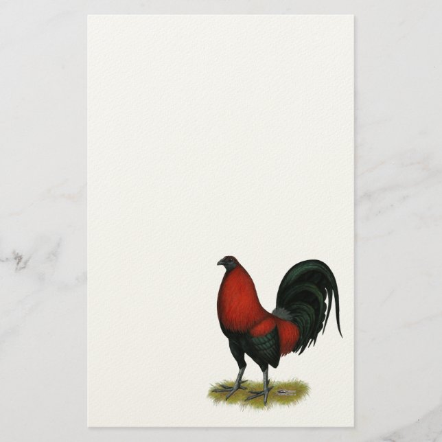 American Game BB Black Red Rooster Stationery (Front)