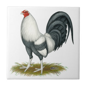 American Game Silver Blue Gamecock Ceramic Tile