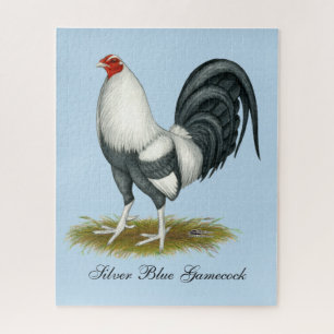 American Game Silver Blue Gamecock Jigsaw Puzzle