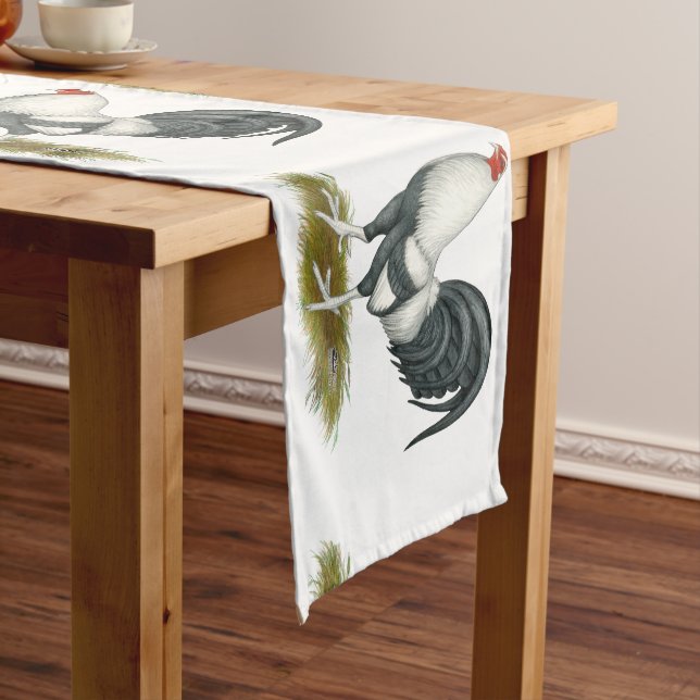 American Game Silver Blue Gamecock Short Table Runner (In Situ)