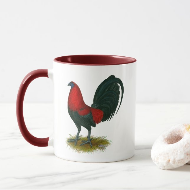 American Gamecock:  Brown Red Mug (With Donut)
