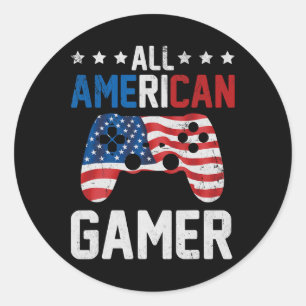 American Gamer 4th Of July Boys Toddler Patriotic Classic Round Sticker