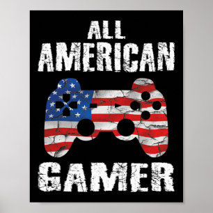 American Gamer 4th Of July Video Games Boys Teens Poster