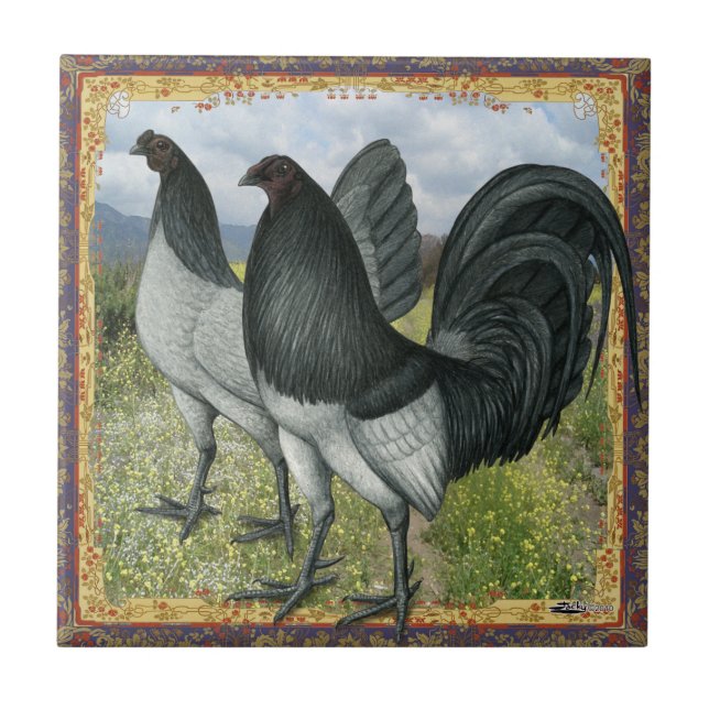 American Games:  Self Blue or Dun Ceramic Tile (Front)