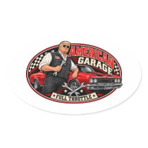 American Garage Full Throttle Oval Sticker