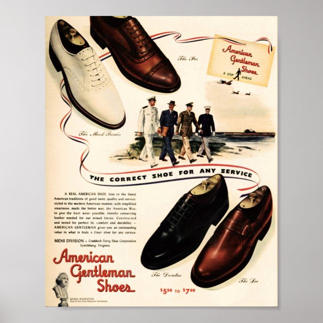 American Gentleman Shoes ad, W.W. 2 Era,1943 Poster (Front)