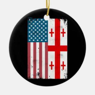 American Georgian Flag Georgia Republic Country Ceramic Ornament
