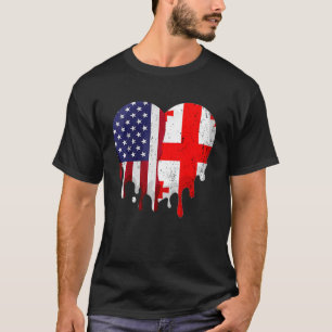 American Georgian Heritage Month Georgia Flag Hear T-Shirt