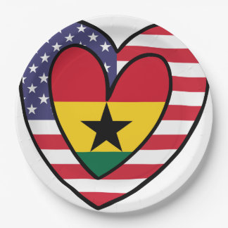 American Ghanaian Flag Inner Heart USA Ghana Paper Plate