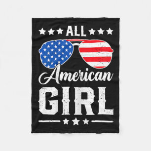 American Girl 4th Of July Funny Patriotic Usa Matc Fleece Blanket