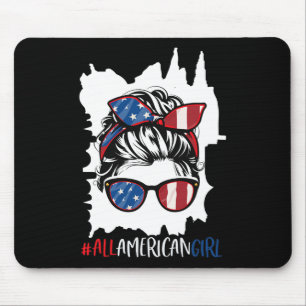 American Girl 4th Of July Shirt Usa Flag Patriotic Mouse Pad