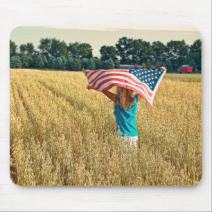 American Girl in Wheat Field Mouse Pad