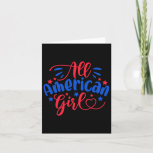 American Girl Independence Day 4th July Usa Flag A Card