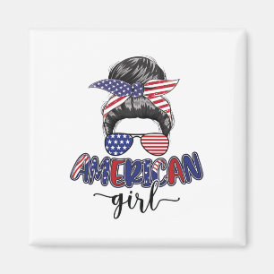American Girl Life Messy Bun 4th Of July Mum Usa W Magnet