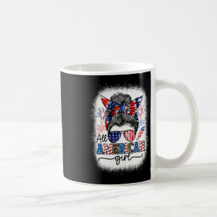 American Girl Messy Bun Patriotic 4th Of July Girl Coffee Mug