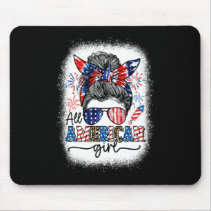 American Girl Messy Bun Patriotic 4th Of July Girl Mouse Pad