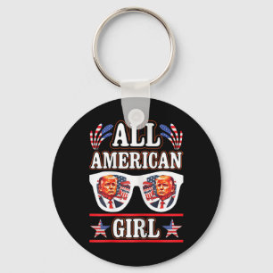 American Girl Retro Love Heart Trump Usa American Key Ring
